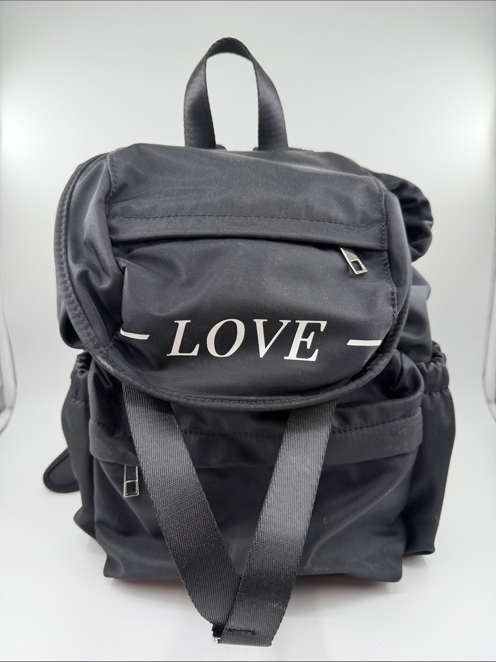 Black 'LOVE' Nylon Backpack — Casual Everyday Pack